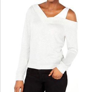 Bar III Asymmetrical Off Shoulder Grey Top Sz XS